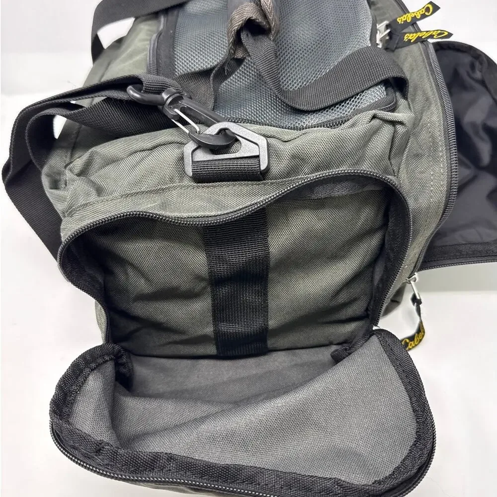 Cabela's Club Catch All Gear Bag, Green And Black Many Pockets Shoulder Strap